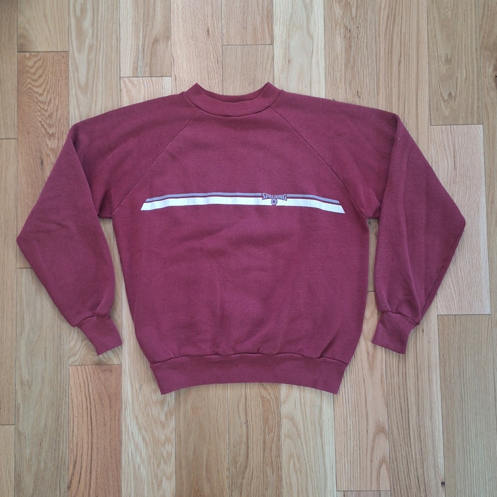 Spalding Vintage 80s Sweatshirt Raglan Graphic Maroon Made in USA Heavyweight S